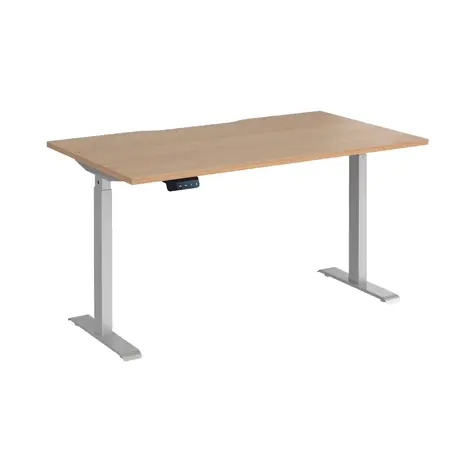 Elev8 Contract Straight Sit-Stand Desk - 1400 - Silver - Beech